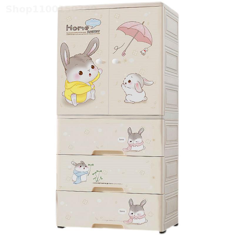 Simple Children&s Wardrobe Kid Baby Storage Cabinet Wardrobe Hanging Wardrobe Household Baby Bedroom Double Door
